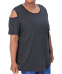 Ladies Plain COLD SHOULDER Top - 60 Black