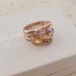NJ515-CRI103665 Rose Gold Plated Sterling Silver Personalized Names & Birthstones Ring