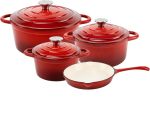 Choice 7-PIECE Cast Iron Cookware Set Enamel Coated Pots And Pans With Lids Oven Safe Nonstick Skillet Saucepan Dutch Ovens Indu