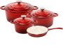 Choice 7-PIECE Cast Iron Cookware Set Enamel Coated Pots And Pans With Lids Oven Safe Nonstick Skillet Saucepan Dutch Ovens Induction Ready Heavy