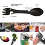 Stainless Steel Cutlery Flatware Utensil Fork Can Opener Spork Picnic Multi Tool - Silver