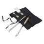 Braai Set In Pouch - Stainless Steel And Wood -7 Piece