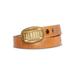 Ladies Tan Leather Belt Brass Buckle Antique - 48