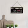 1PC 'may God Bless This Home' Welcome Sign - Decorative Wooden Wall Art 19.99X10.01 Cm Perfect For Home & Office Decor