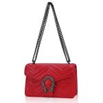 Suwluaoyi Women's Crossbody Shoulder Bag Snake Print Satchel Purse Leather Chain Clutch Evening Handbag Quilted Red