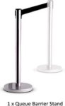 Retractable Chrome Queue Barrier With Black Belt 910X320MM