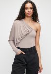 Asym Ruched Bodysuit - Taupe