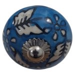Round Floral Ceramic Knob Blue And White 6CM