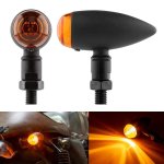 2 Pcs KC805 Motorcycle Retro Metal Turn Signal Light Yellow