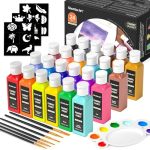 Shuttle Art Fabric Paint 24 Colors Permanent Soft Fabric Paint In Bottles 60ML 2OZ With Brushes &stencils Non-toxic Textile Pain
