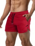 Quick Drying Comfy Shorts Men's Casual Zipper Pockets Slightly Stretch Waist Drawstring Shorts For Summer Gym Workout Training