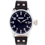 Soviet Gents Black Leather Blue Dial