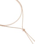 Rose Gold Plated Cubic Zirconia Cup Chain & Snake Chain Layered Y-necklace