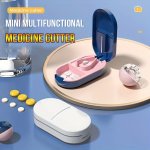 2-IN-1 Portable Pill Splitter With Stainless Steel Blade - Ideal For Vitamins Cuts In Half Or Quarter Includes MINI Organizer Co