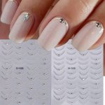 2PCS French Line Nail Art Stickers With Sparkling Rhinestones - Self-adhesive Easy Apply Decals For Diy Manicure