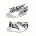 2PCS Retro Wing Design Alloy Open Rings Set Ideal Choice For Gift
