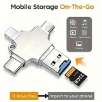 4 In 1 Memory Micro Sd Card Reader For Iphone ipad android PC Camera Type-c Portable Reader