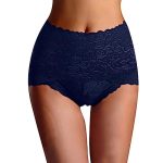 Womens Sexy High Waist Lace Underwear Body Shaping Soft Fabric Comfort Fit Fashionable Panties For Everyday Blue XXL