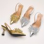 Women's Fashion Slingback High Heels Solid Color Pointed Toe Slip On Sandals Party & Banquet Dress Shoes