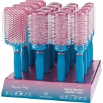 Olivia Garden Nanothermic Ceramic & Ion Breast Cancer Awareness Pink & Blue Brush Display: 16 Brushes & Stand