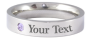 Stainless Steel Engraved Birthstone Ring - June - 14