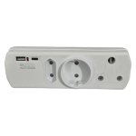 Flash Multiplug With USB Ports White 3 Way