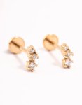 Goldair Gold Plated Surgical Steel Trio Cubic Zirconia Flat Backs
