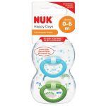 Silicone Happy Days Soother Mint And Blue 0-6 Months 2 Pack