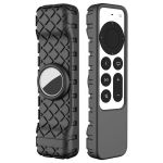 Rugged Silicone Cover With Airtag Holder For Apple Tv 4K Remote Black