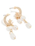 Goldair Gold Pearl Diamante Moon & Star Stud Earrings