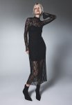 Overlock-detail Lace Dress - Black