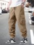 Boys Fashion Solid Color Cargo Pants With Pockets For All Seasons Suitable For Daily & Going Out Wear