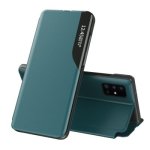 For Samsung Galaxy A32 4G Side Display Magnetic Shockproof Horizontal Flip Leather Case With Holder Green