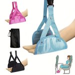 Airplane Footrest With Adjustable Strap & Quick Release Buckle Portable Lightweight Hammock Leg Rest Travel Accessory