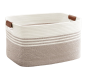 Laundry Basket Woven Rope Basket With Leather Handles 72L Beige Brown
