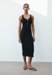 Button-top Jersey Dress - Black