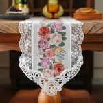 Artable Table Runners Digital Printing Designs With Embroidered Lace Dresser Scarf Exquisite Vintage Shabby Chic For Holiday Wed