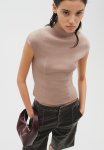 Ribbed Turtleneck Top - Greige