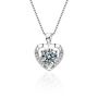 925 Silver Box Chain Necklace With 1CT Moissanite Heart Shaped Pendant