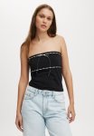 Cotton On Sofia Ribbon Trim Tube Top - Black