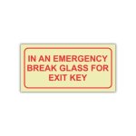 Sabs In An Emergency Break Glass For Exit Key Photoluminescent Sign F43