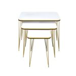 Woodly Nesting Coffee Tables With Metal Legs - White