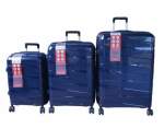 Smte Unbreakable Travel Luggage 3 Piece Suitcases Spinner Navy With Keychain