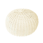 Cream Round Floor Pouf
