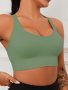 Solid Seamless Racer Back Hollow Out Sports Bra Sexy Comfy Push Up Tank Bra Women's Lingerie & Underwear