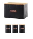 Bread Bin & Canister Set - 4PC Bamboo - Black
