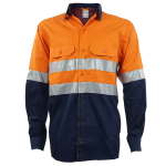 Navy Orange Vented Reflective Mining Shirt - Navy orange 3XL