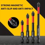 6PCS Phillips Screwdriver Bit Strong Magnetic Anti Slip Tungsten Steel High Hardness Electric Screwdriver Tool Screwdriver Bit H