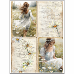 Tear Resistant Deco Print A6 White Daisies