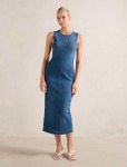 Tara Denim Midi Dress - 16 Mid Wash